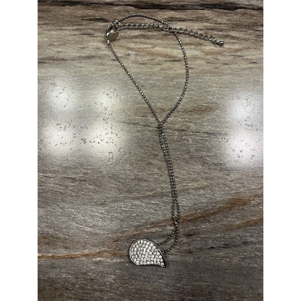 Lia Sophia Smitten teardrop necklace Sparkle Ying Yang Silver Y2K Jewelry